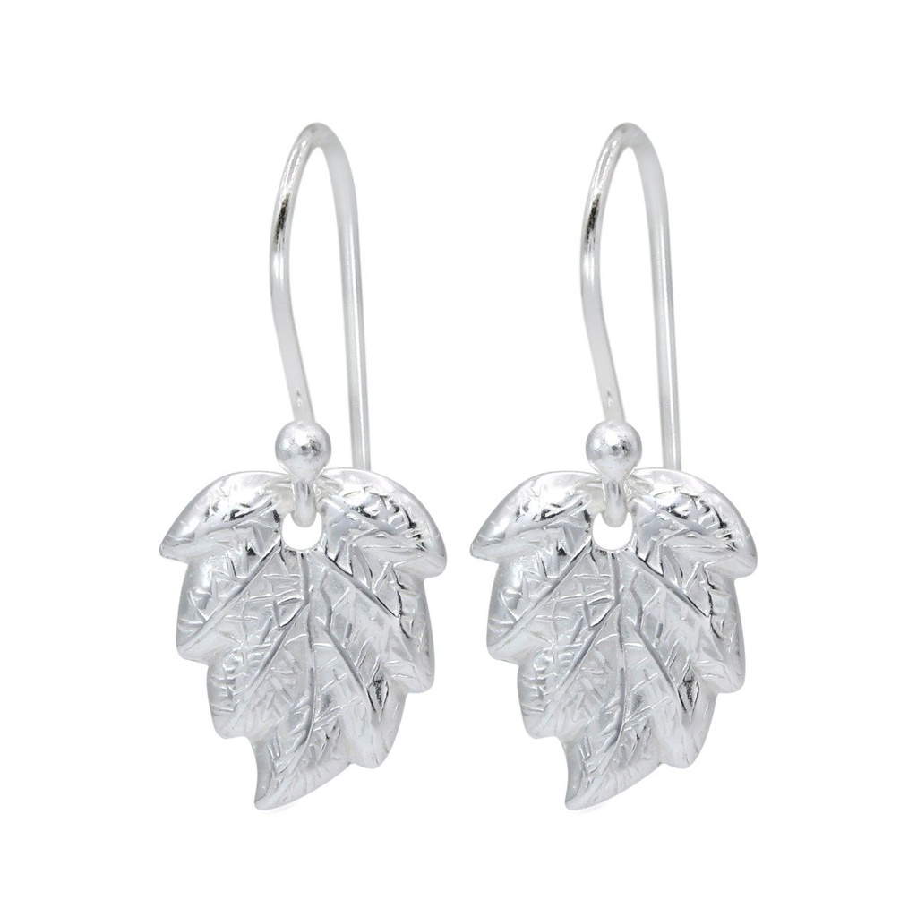 [10000429] Silver Leaf Earrings