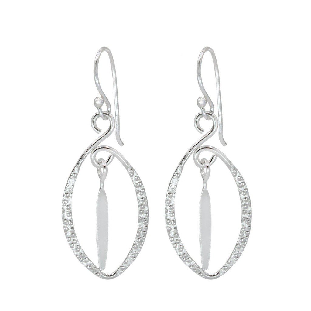Boucles d'oreilles ovale en argent