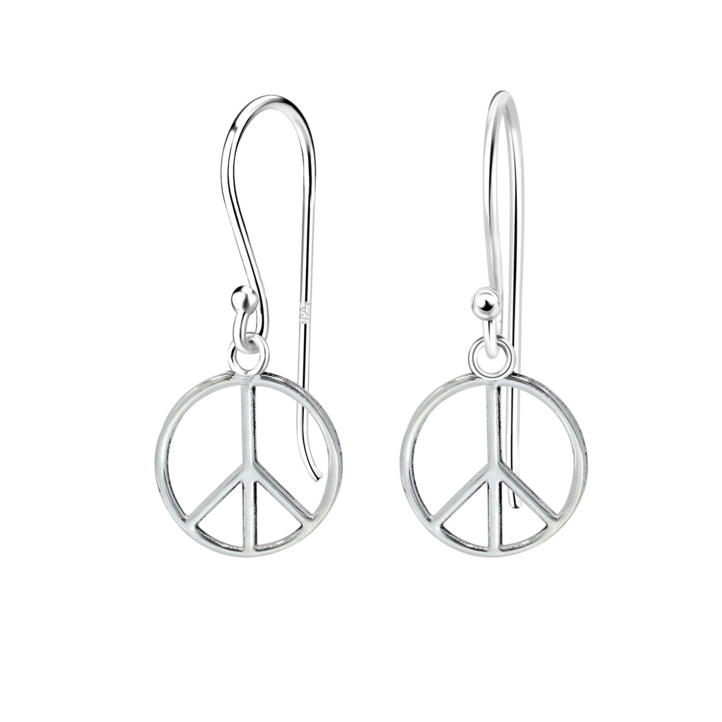 Boucles d'oreilles signe de paix en argent