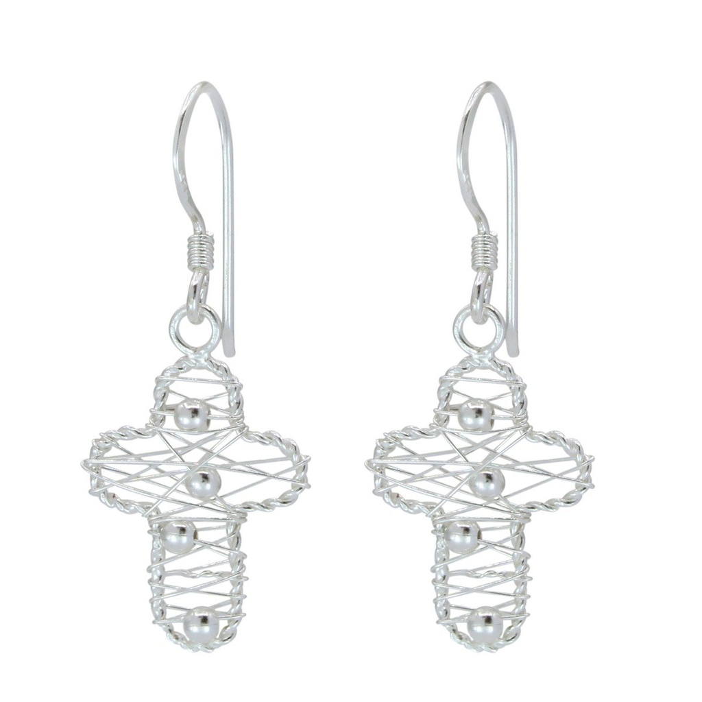 [10000405] Silver Cross Earrings