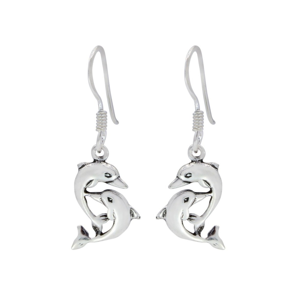 [10000398] Silver Dolphin Earrings