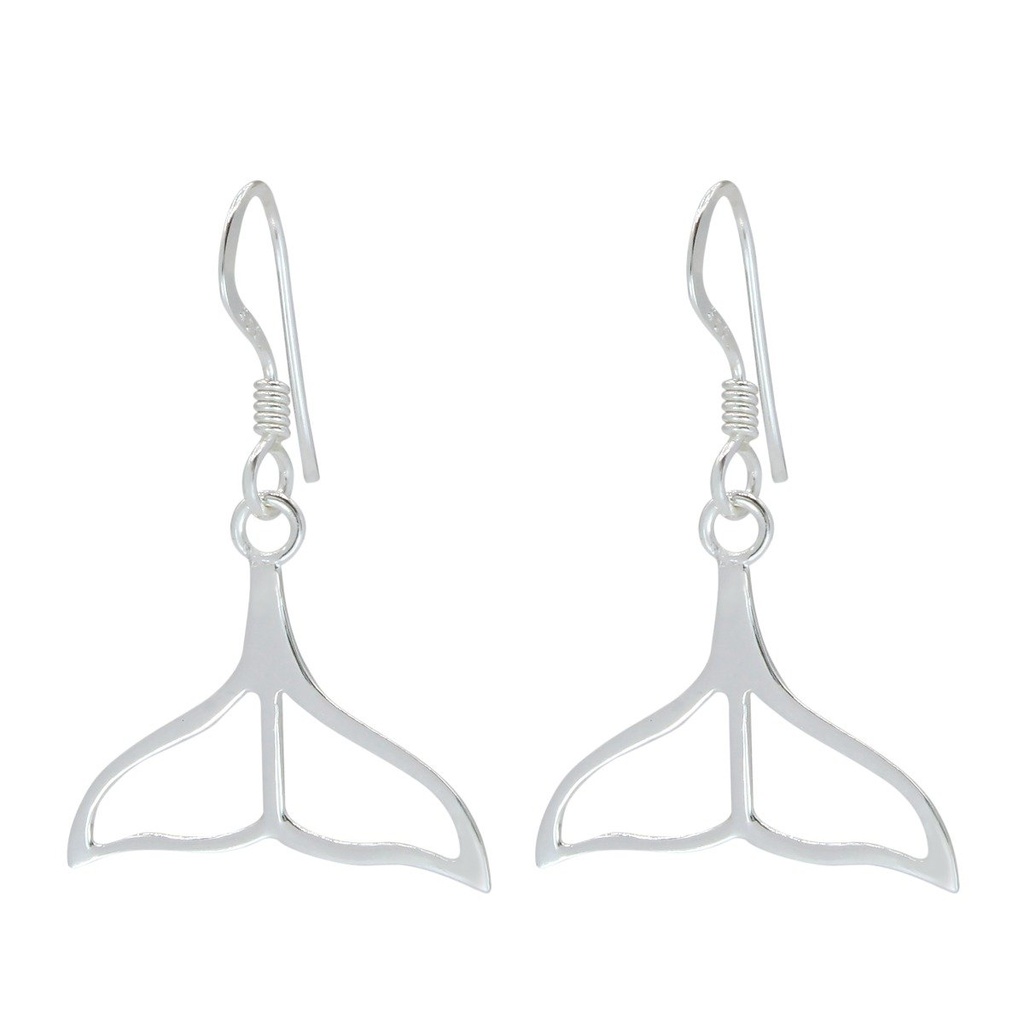 [10000397] Silver Whale Tail Earrings