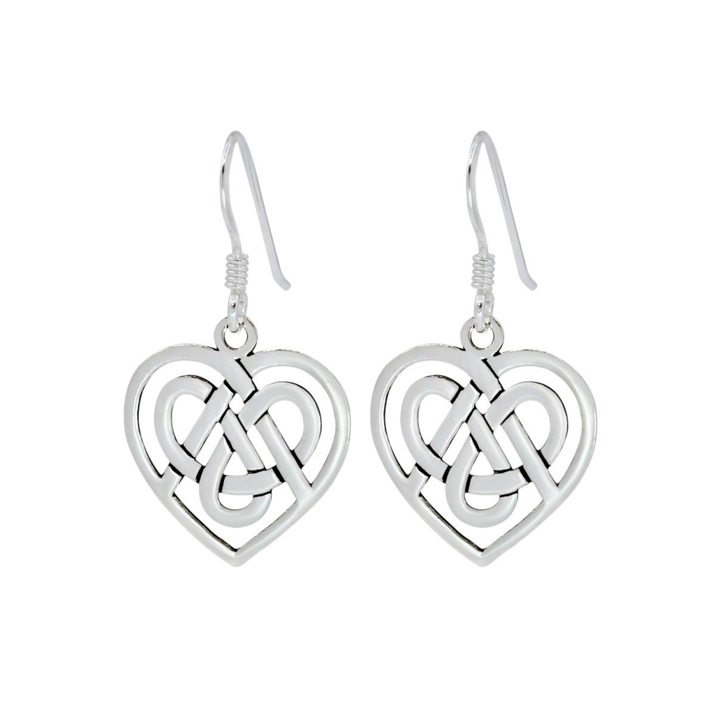 Boucles d'oreilles cœur celtique en argent