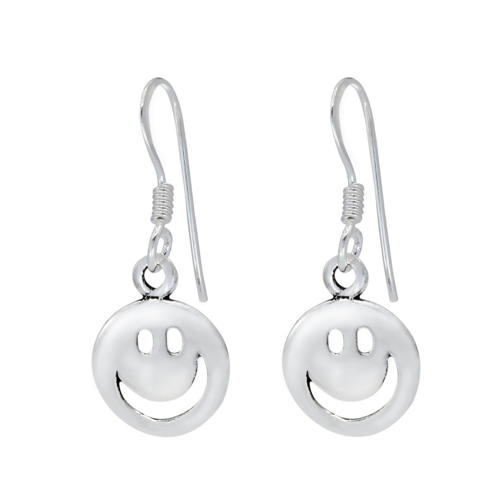 [10000390] Silver Smiley Face Earrings