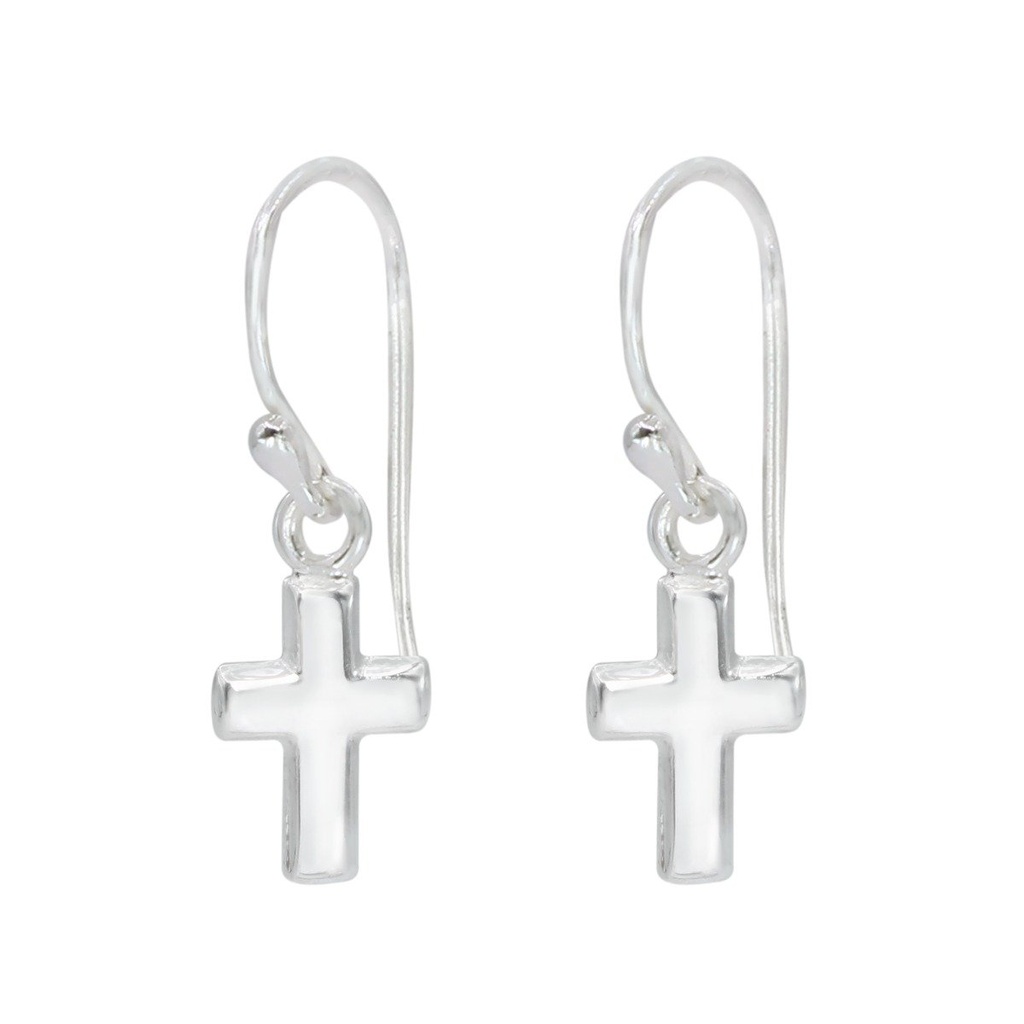 [10000385] Silver Cross Earrings