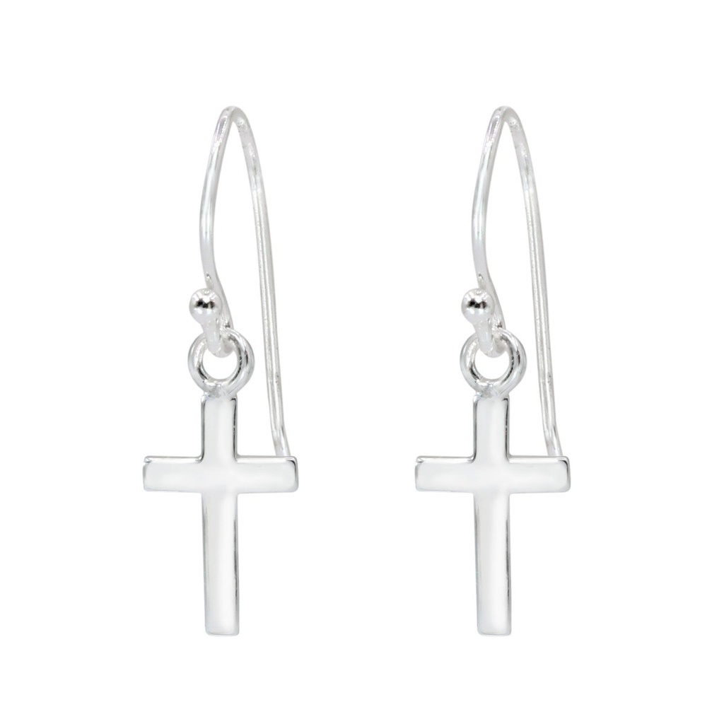 [10000384] Silver Cross Earrings