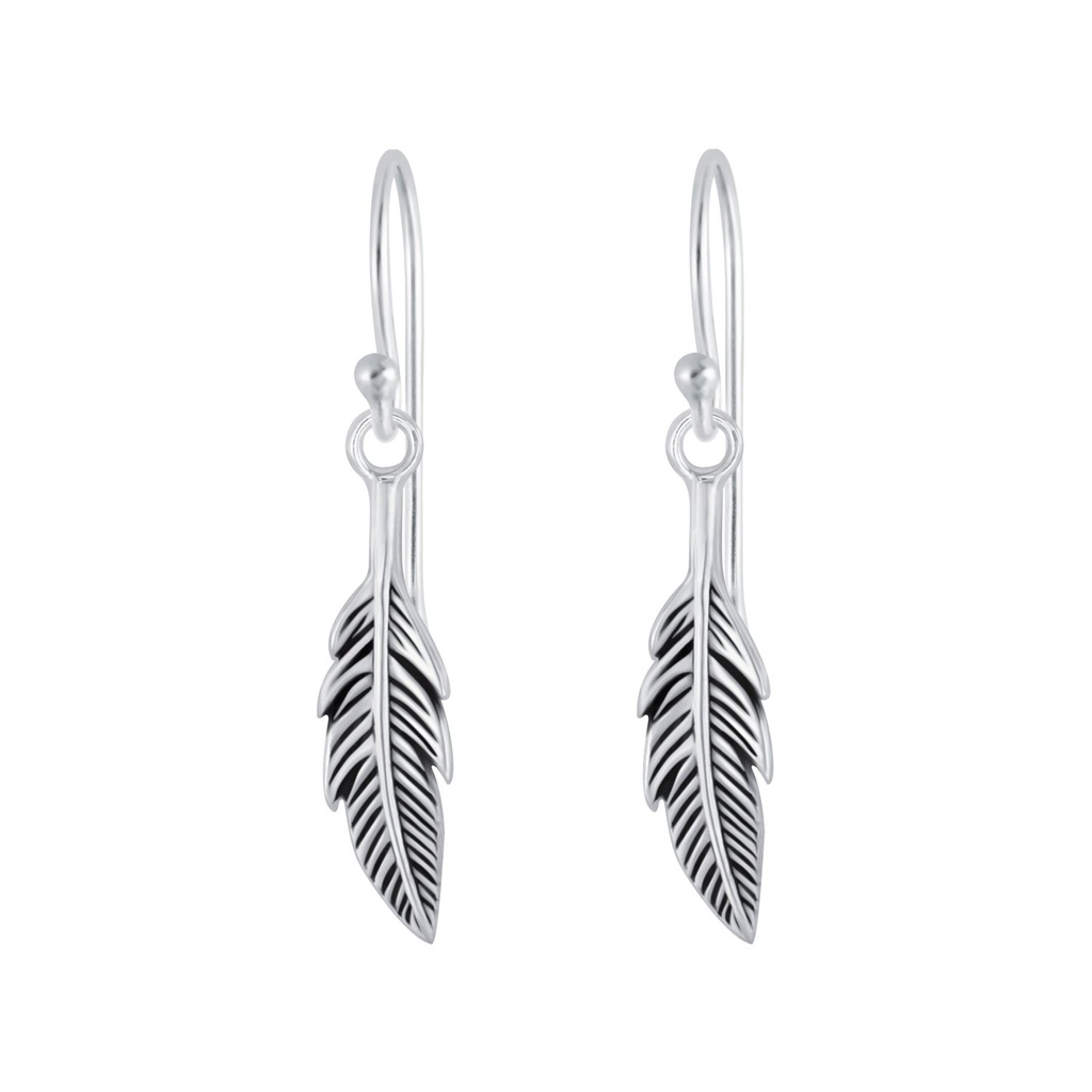 [10000380] Silver Feather Earrings