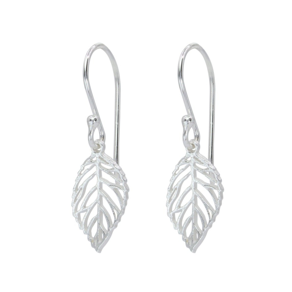 [10000379] Boucles d'oreilles feuille en argent