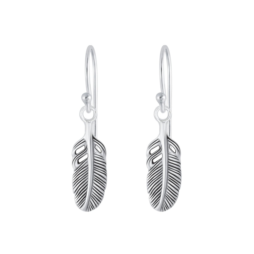 Boucles d'oreilles plume en argent