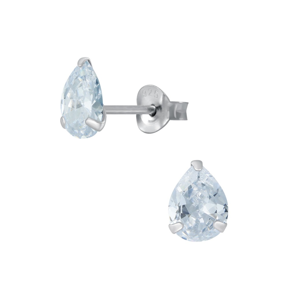 Puces d'oreilles en argent zircon poire 5X7 mm