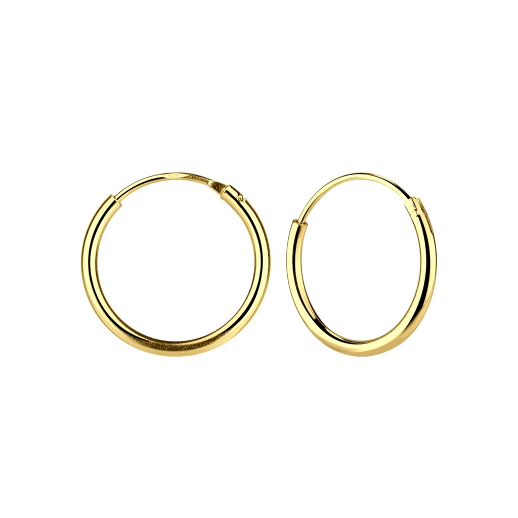 [10000305] 14mm Silver Hoop Earrings