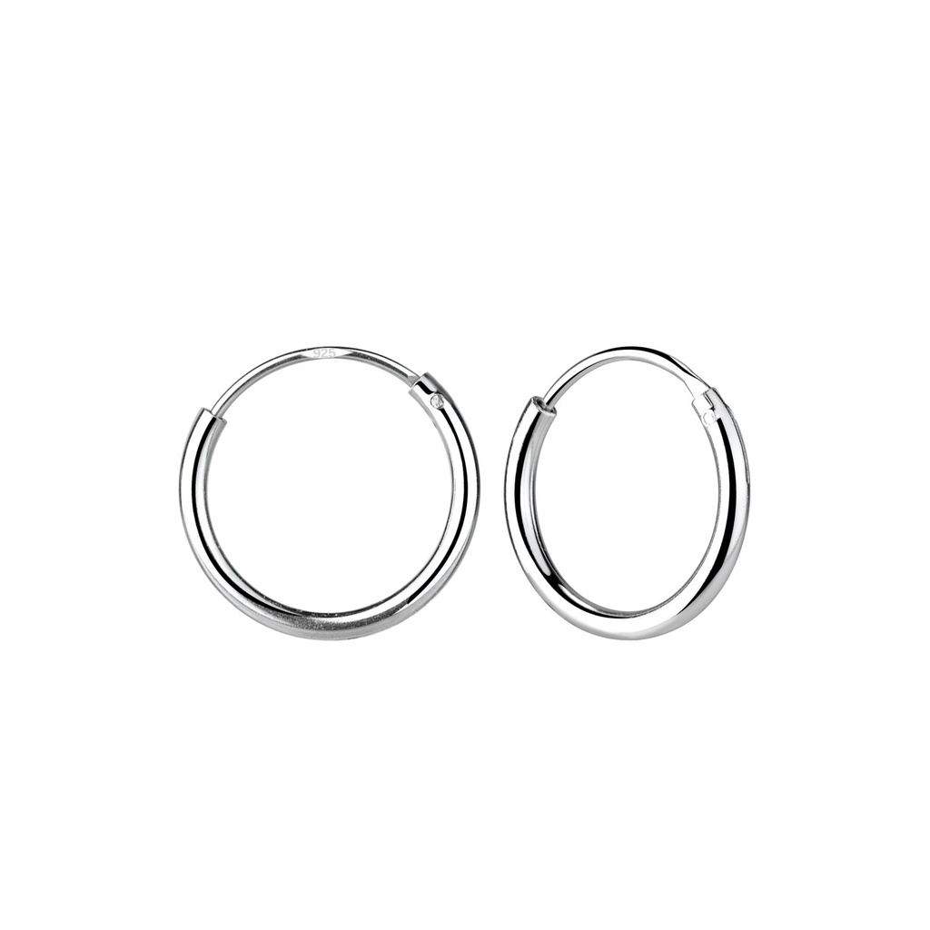 [10000304] 12mm Silver Hoop Earrings