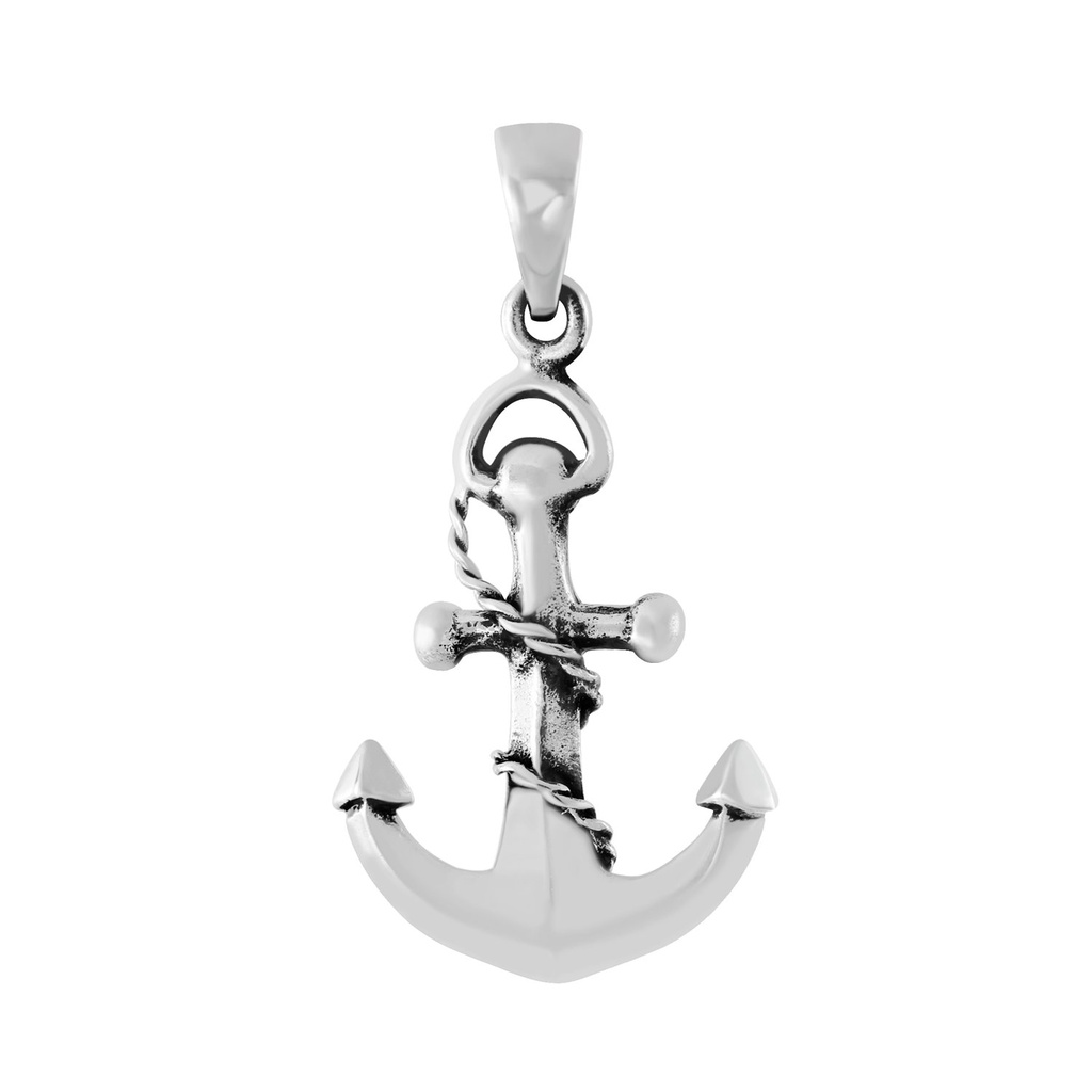 [10000283] Pendentif ancre en argent