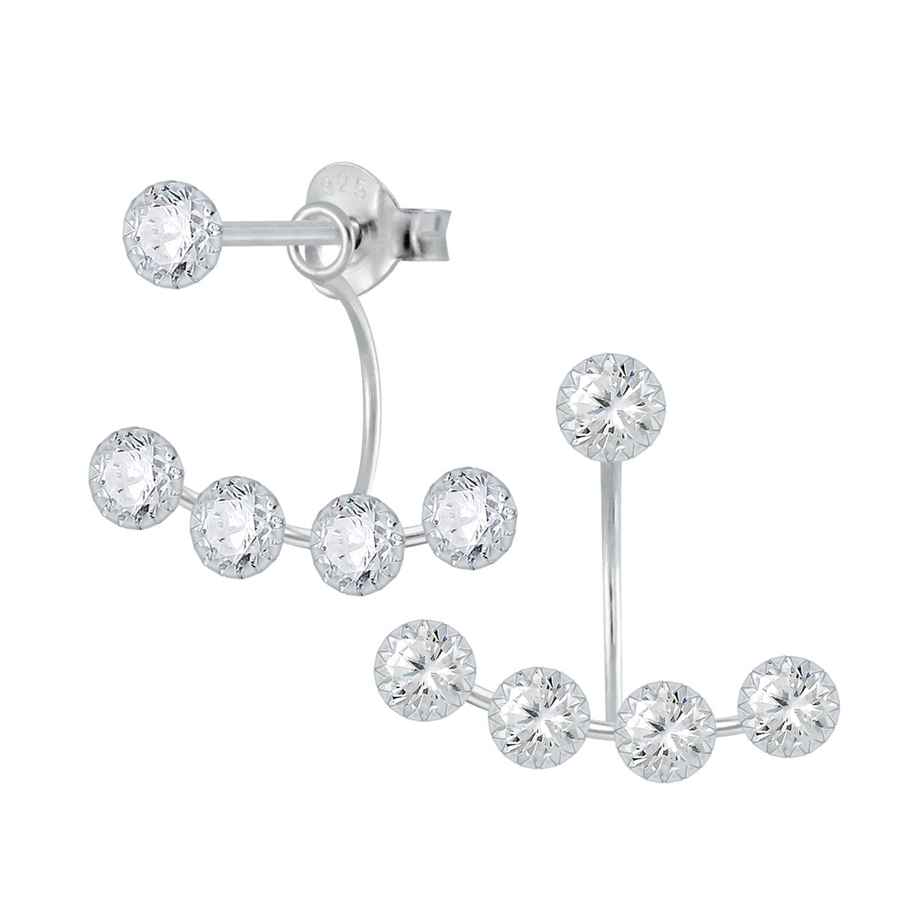 [10001434] Silver Round Cubic Zirconia Stud Earrings