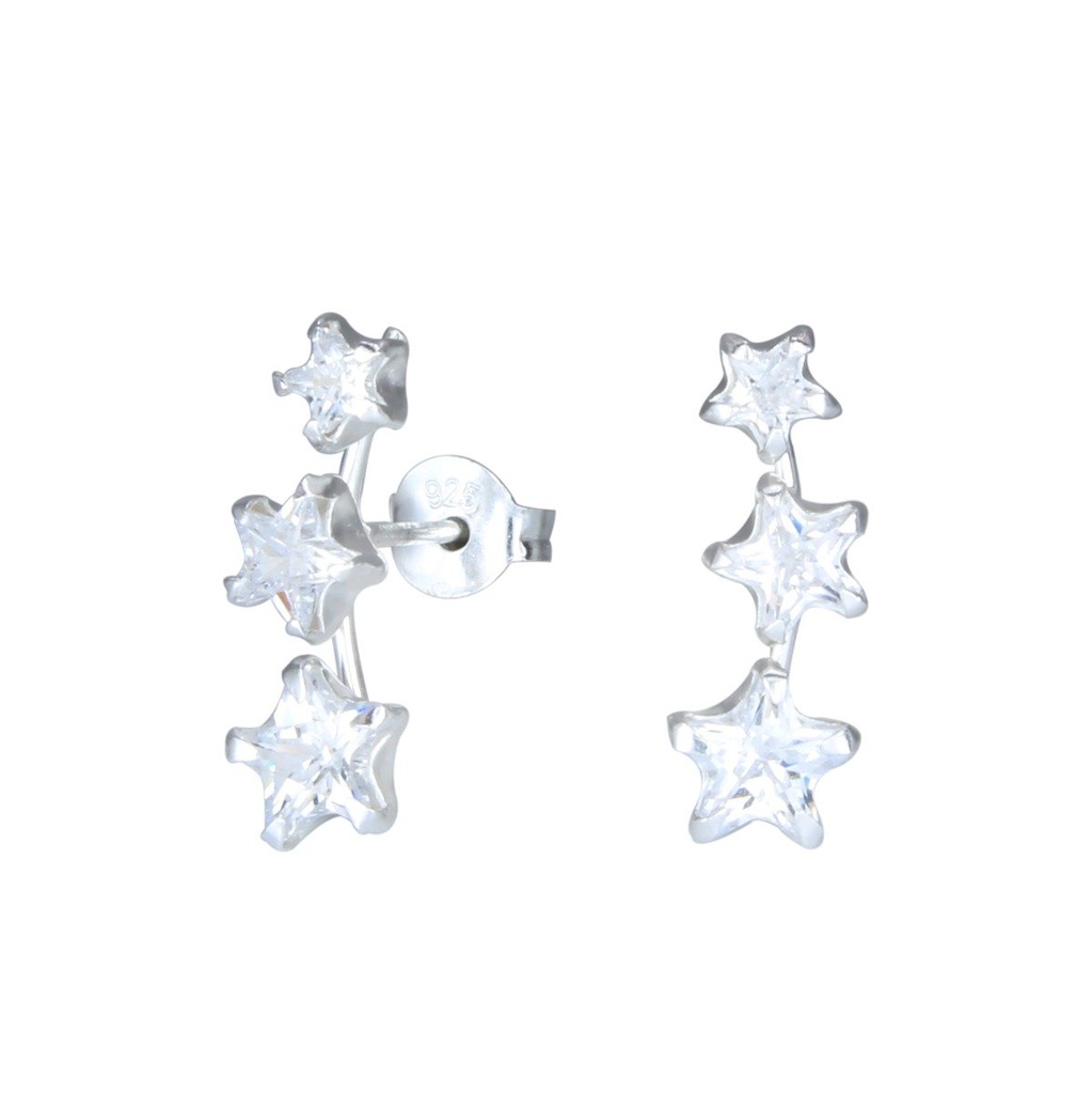 Puces d'oreilles triples en argent zircon étoile