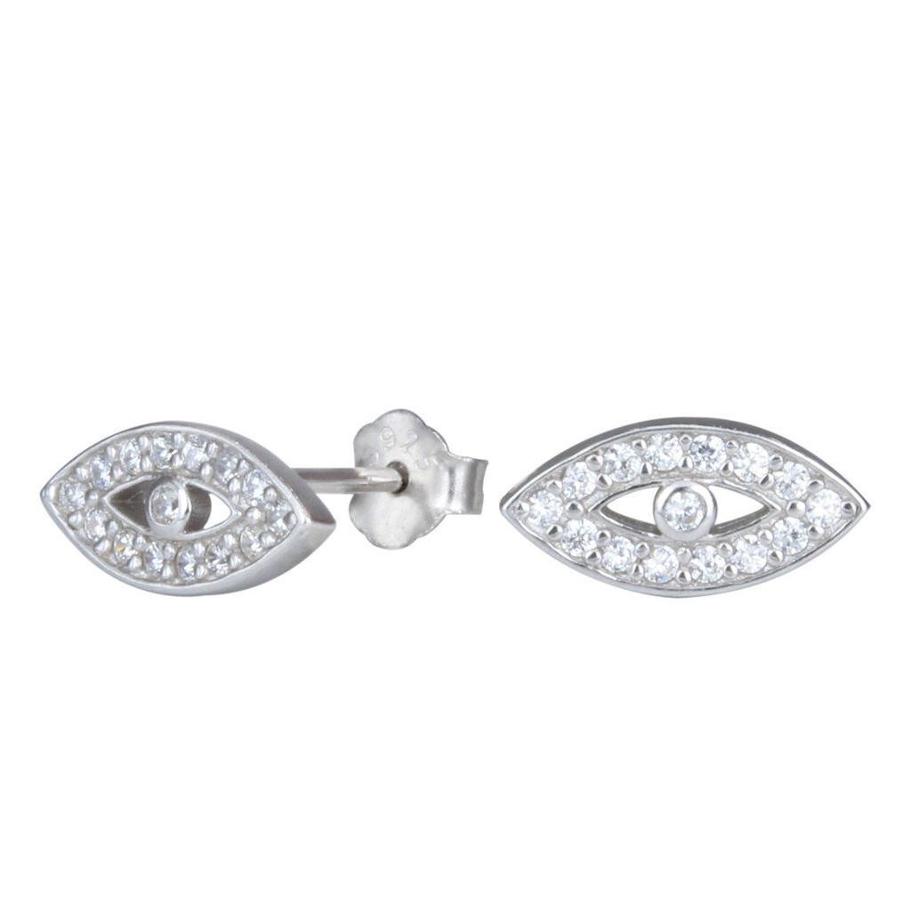 [10000281] Silver Eye Cubic Zirconia Stud Earrings
