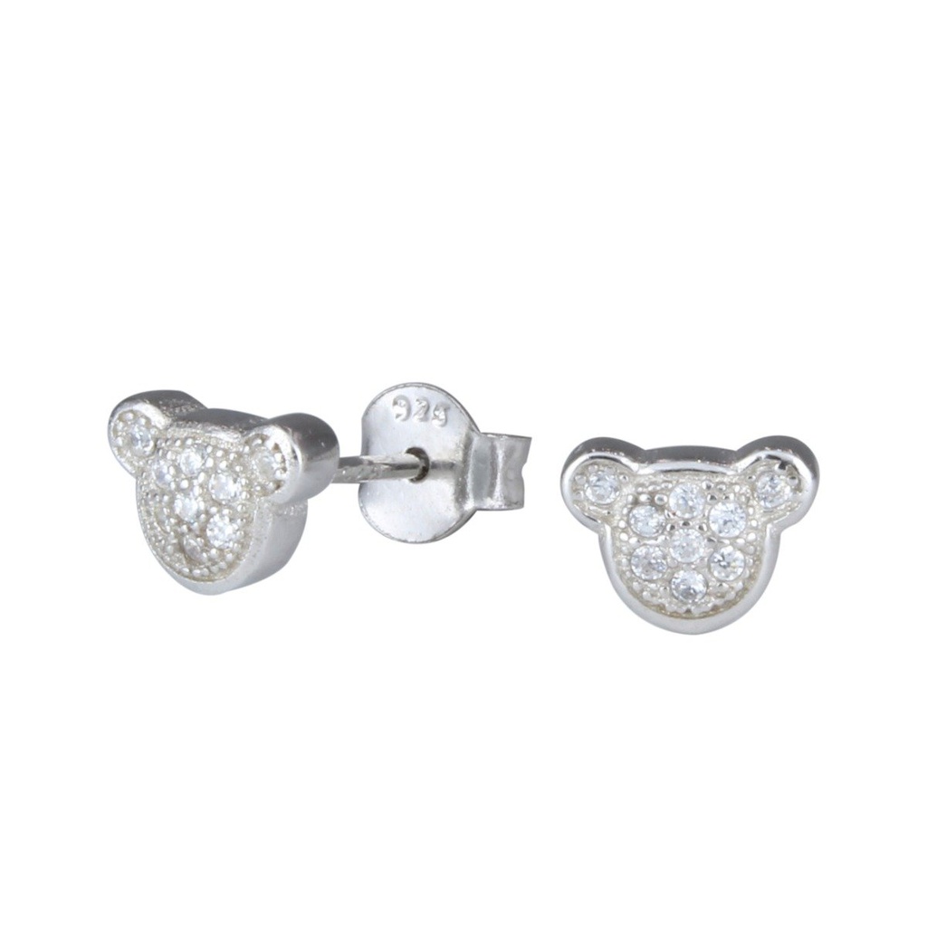 Puces d'oreilles ours en argent zircon