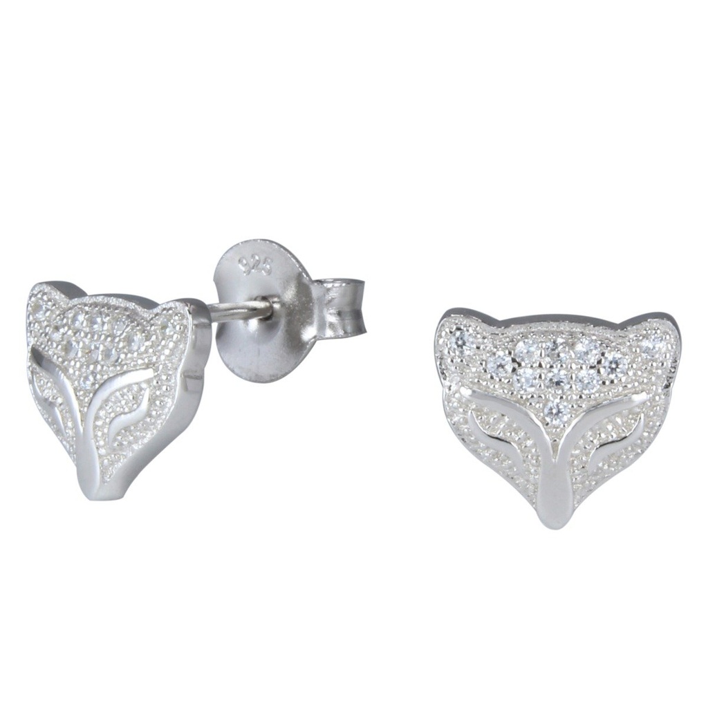 Puces d'oreilles renard en argent zircon