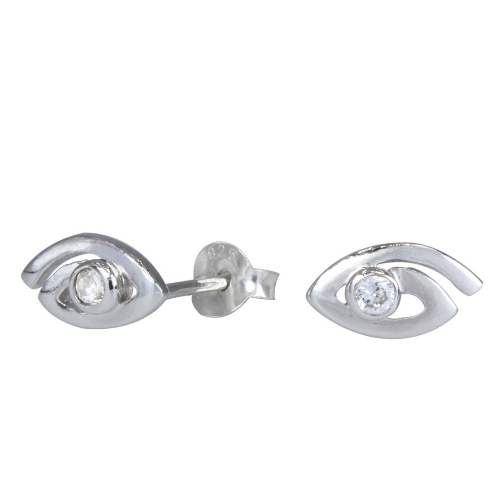 [10000274] Silver Eye Cubic Zirconia Stud Earrings