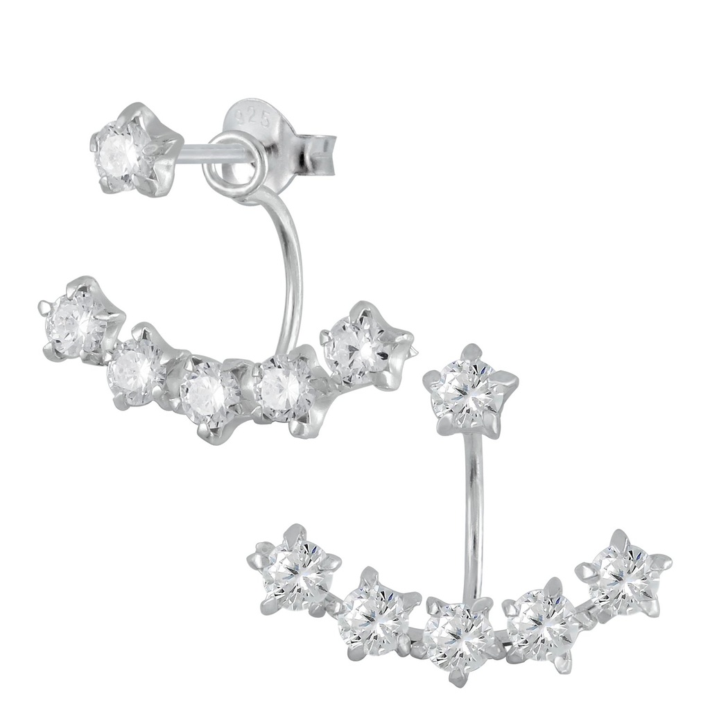 Ear jackets étoiles en argent zircon