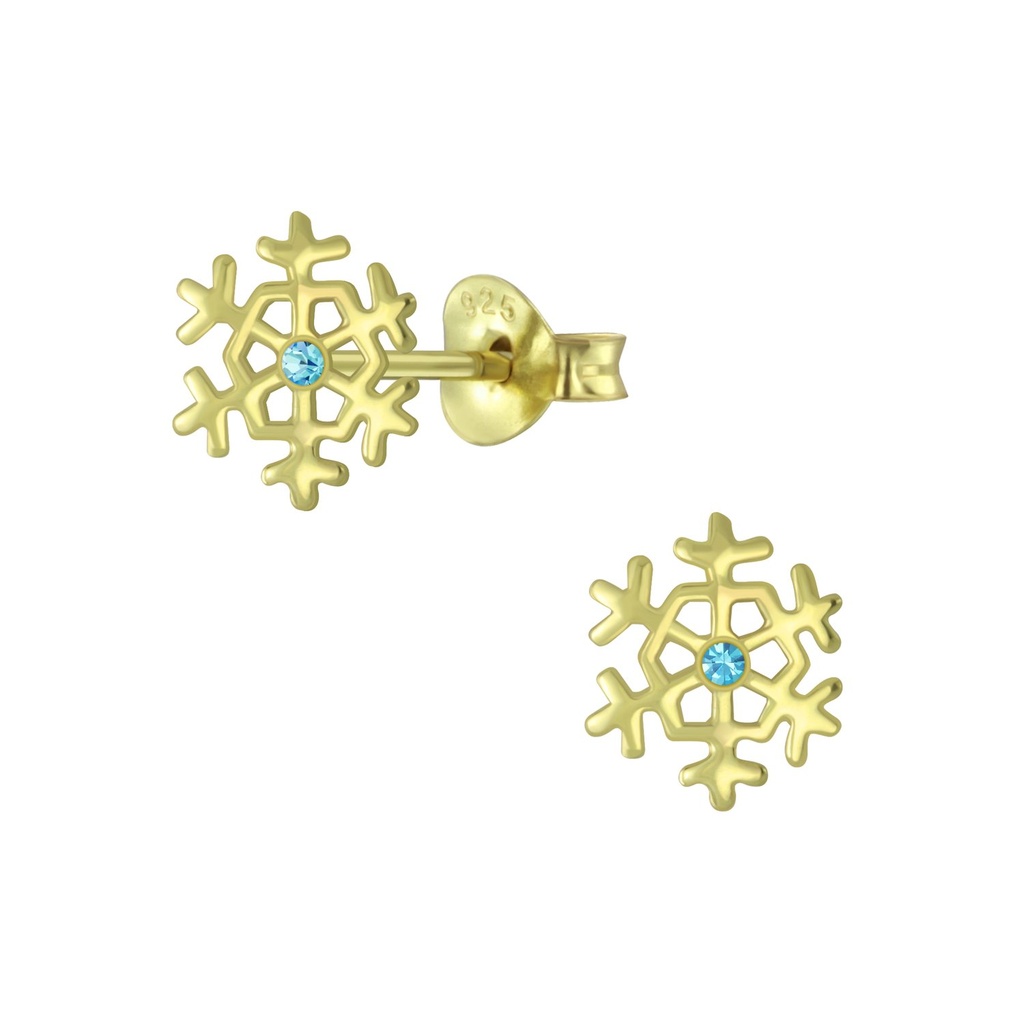 Puces d'oreilles flocon de neige en argent cristal
