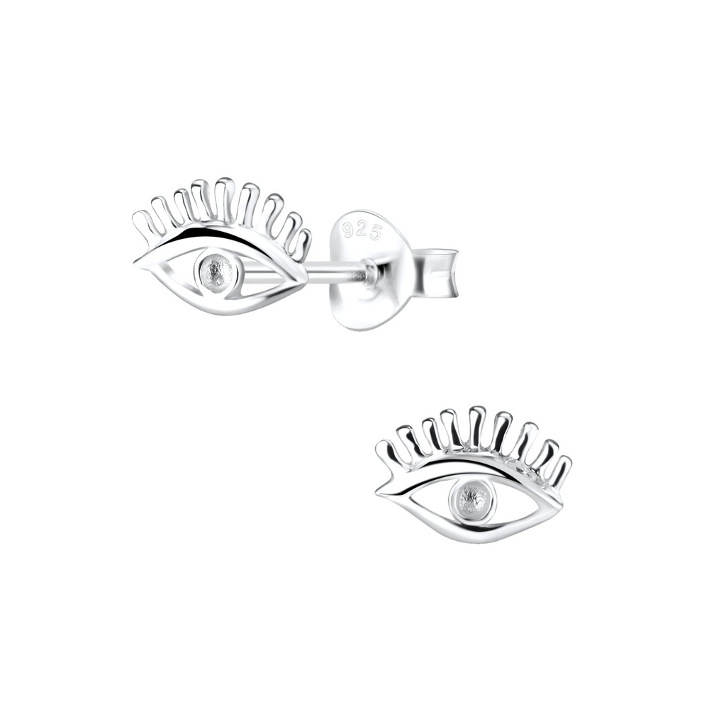 Silver Evil Eye Stud Earrings
