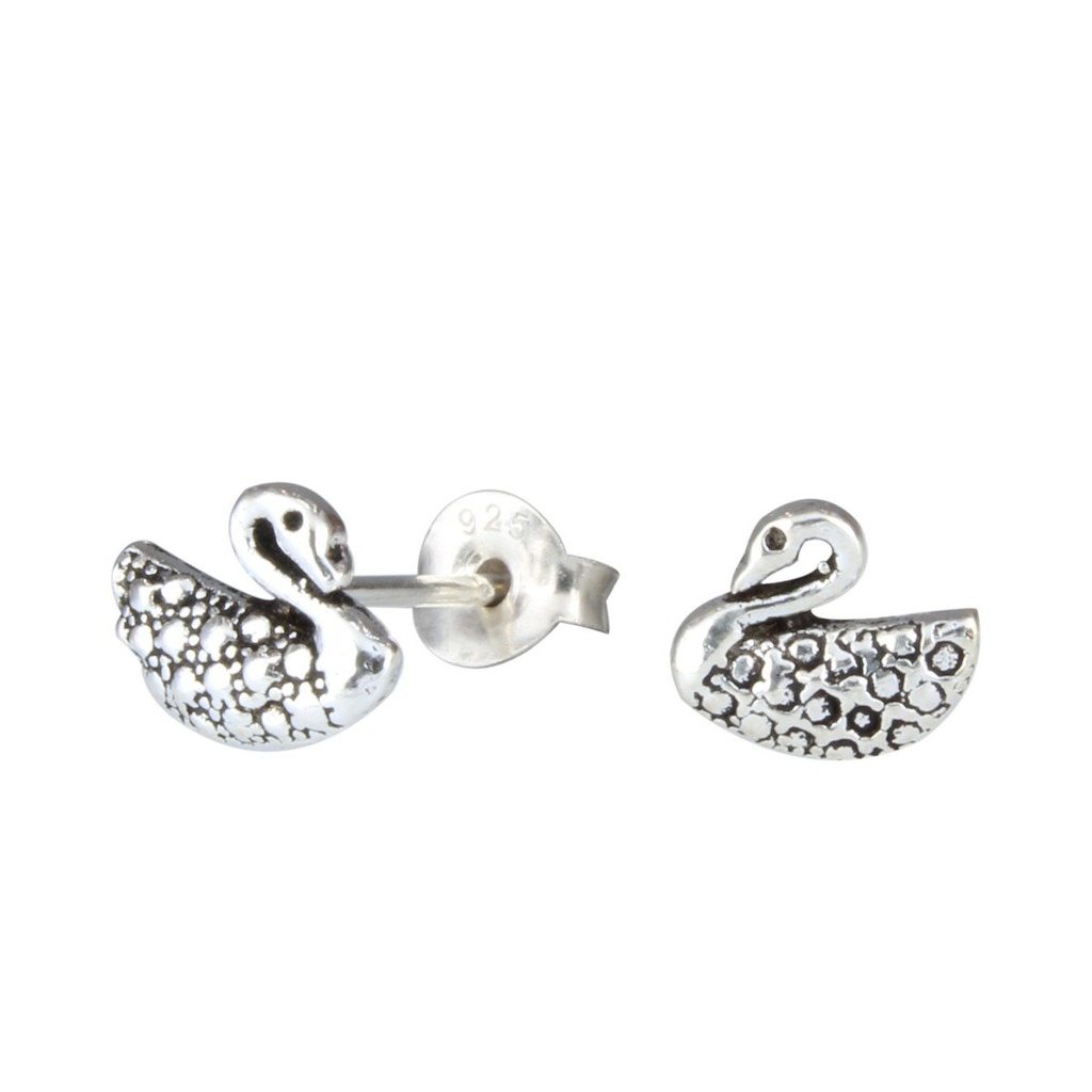 [10000261] Silver Swan Stud Earrings
