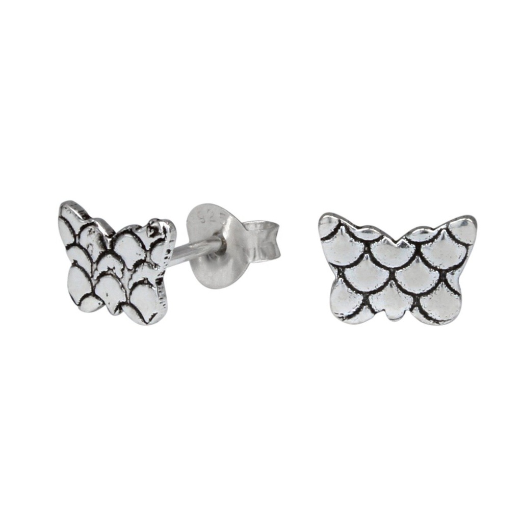 [10000258] Puces d'oreilles papillon en argent