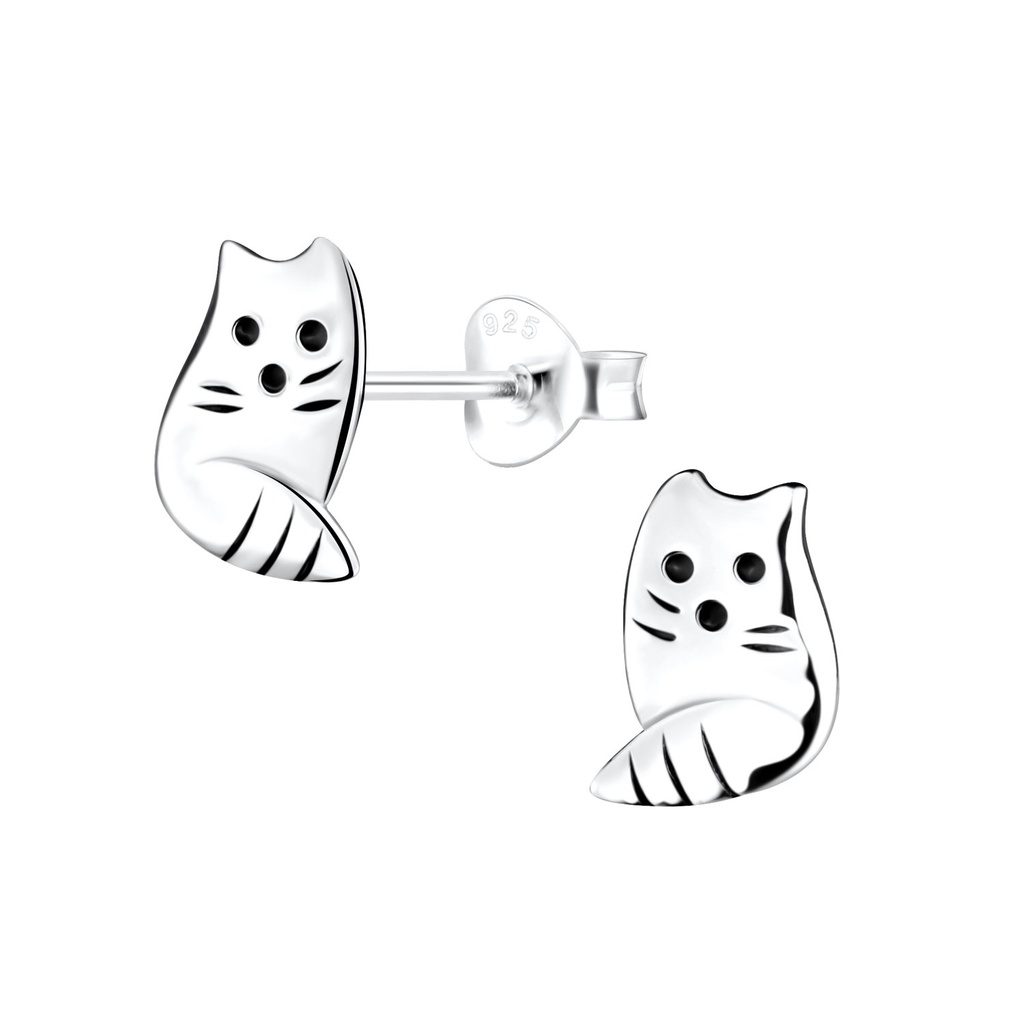 [10000244] Silver Fox Stud Earrings