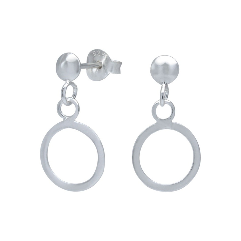 [10000240] Puces d'oreilles en argent avec cercle pendant