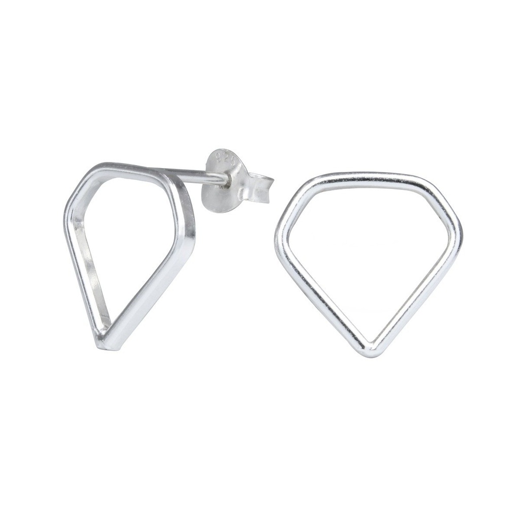 [10000234] Silver Diamond Shaped Stud Earrings