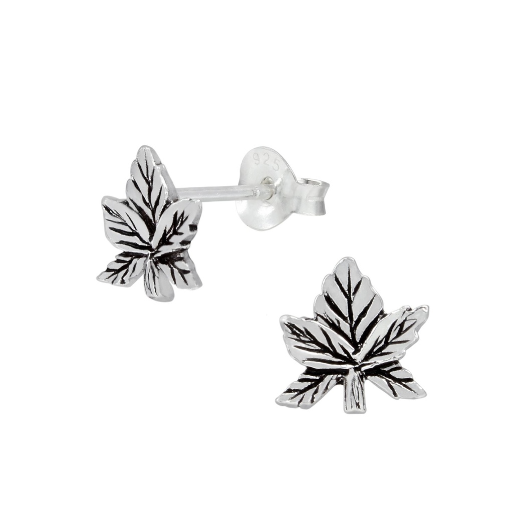 Puces d'oreilles feuille en argent