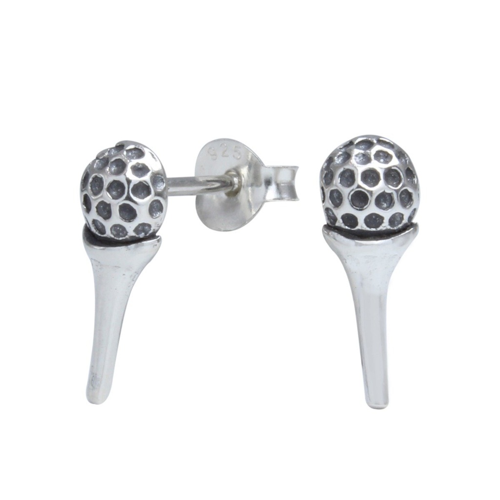 Puces d'oreilles golf sur tee en argent