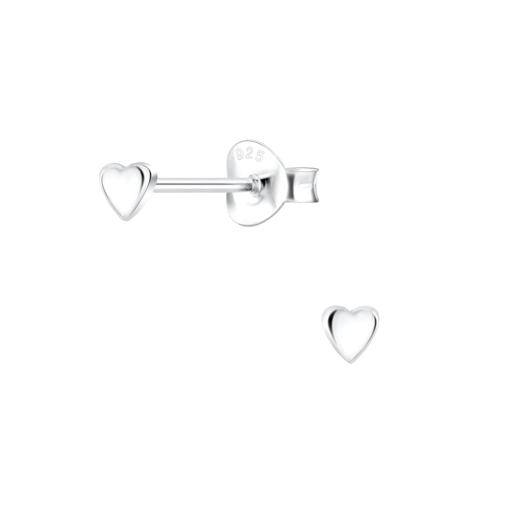 Silver Tiny Heart Stud Earrings