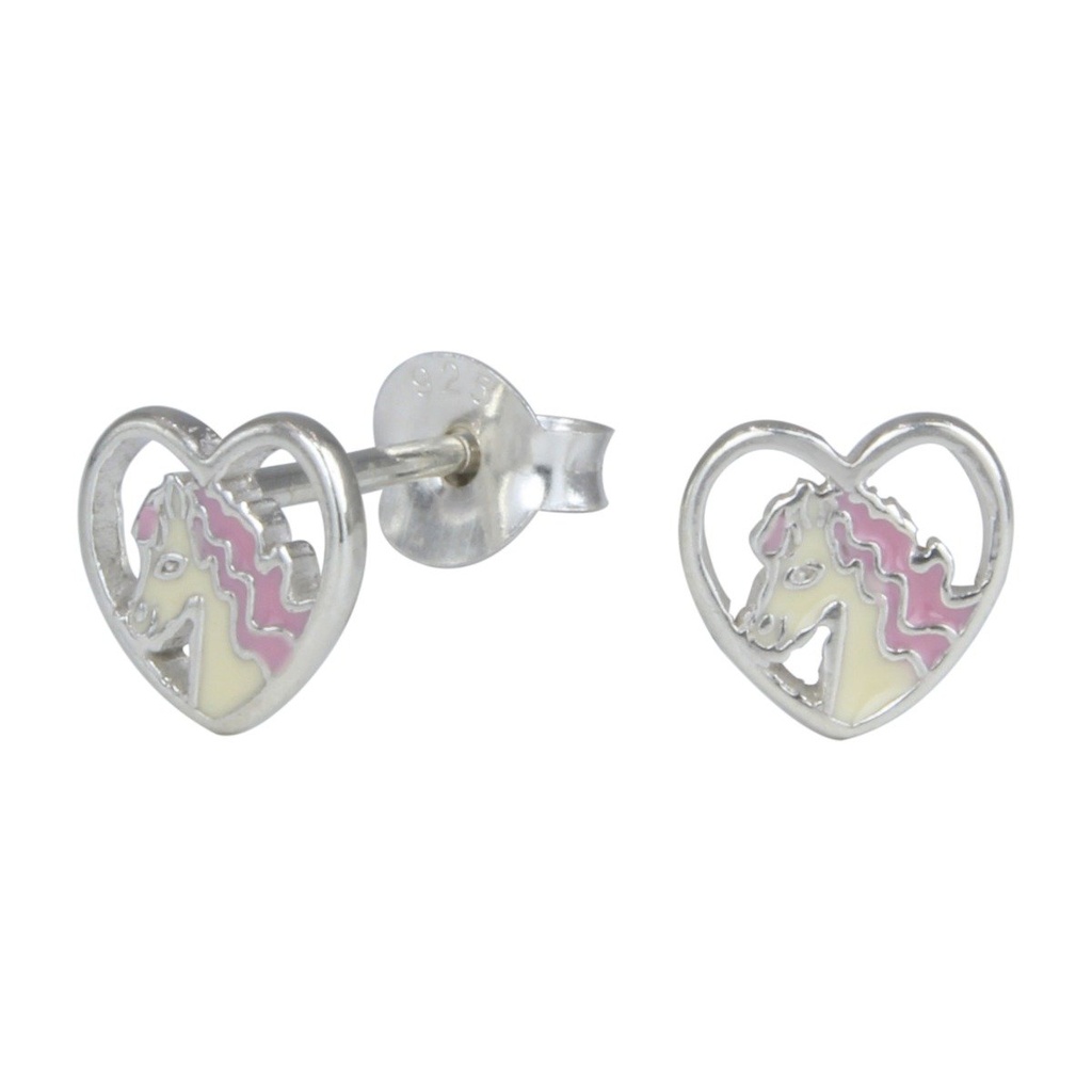Silver Unicorn Stud Earrings