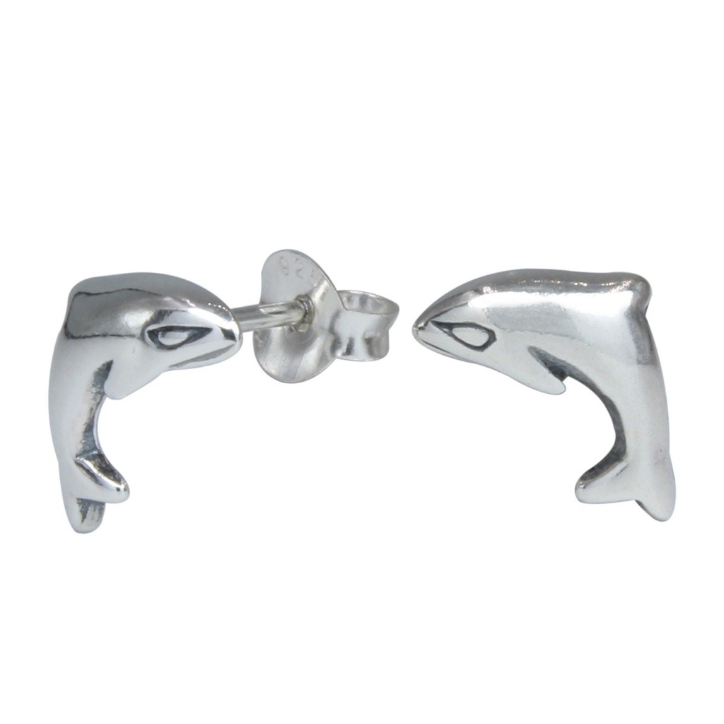 Puces d'oreilles dauphin en argent