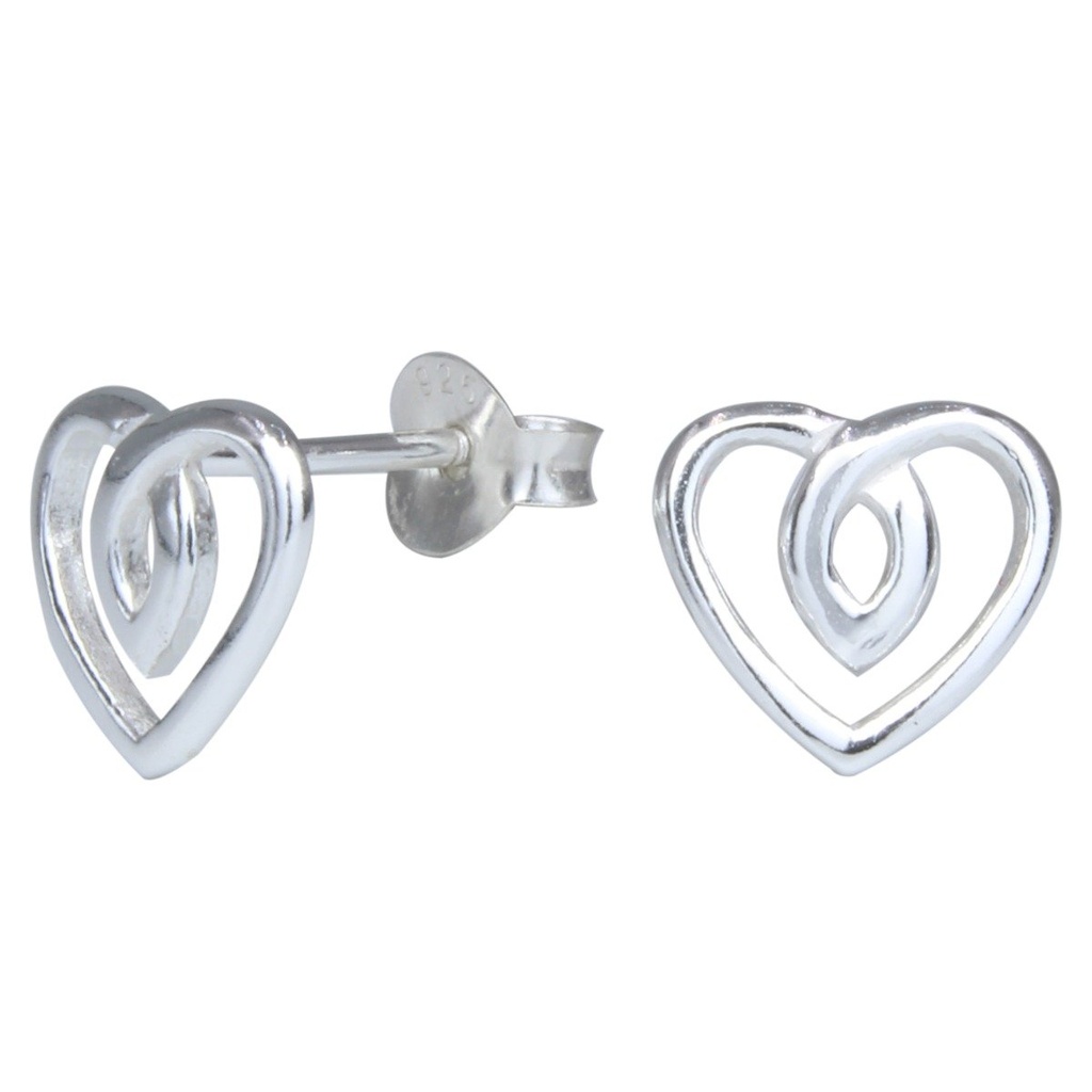 Silver Heart Stud Earrings