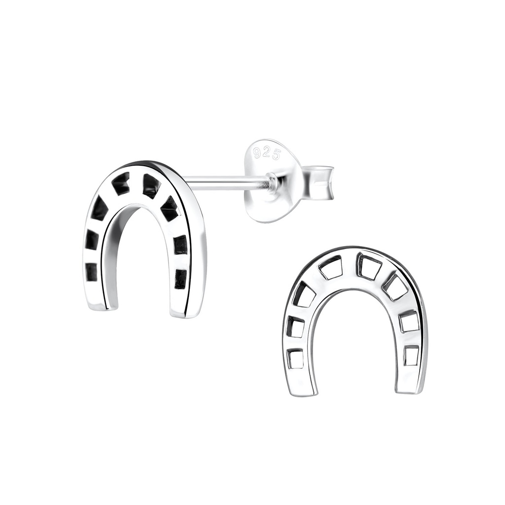 Silver Horseshoe Stud Earrings