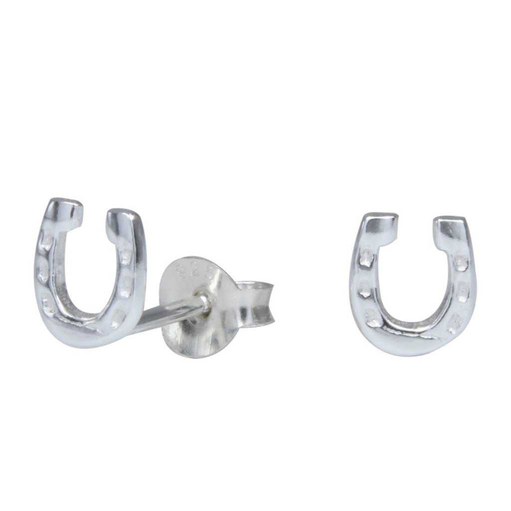 Silver Horseshoe Stud Earrings