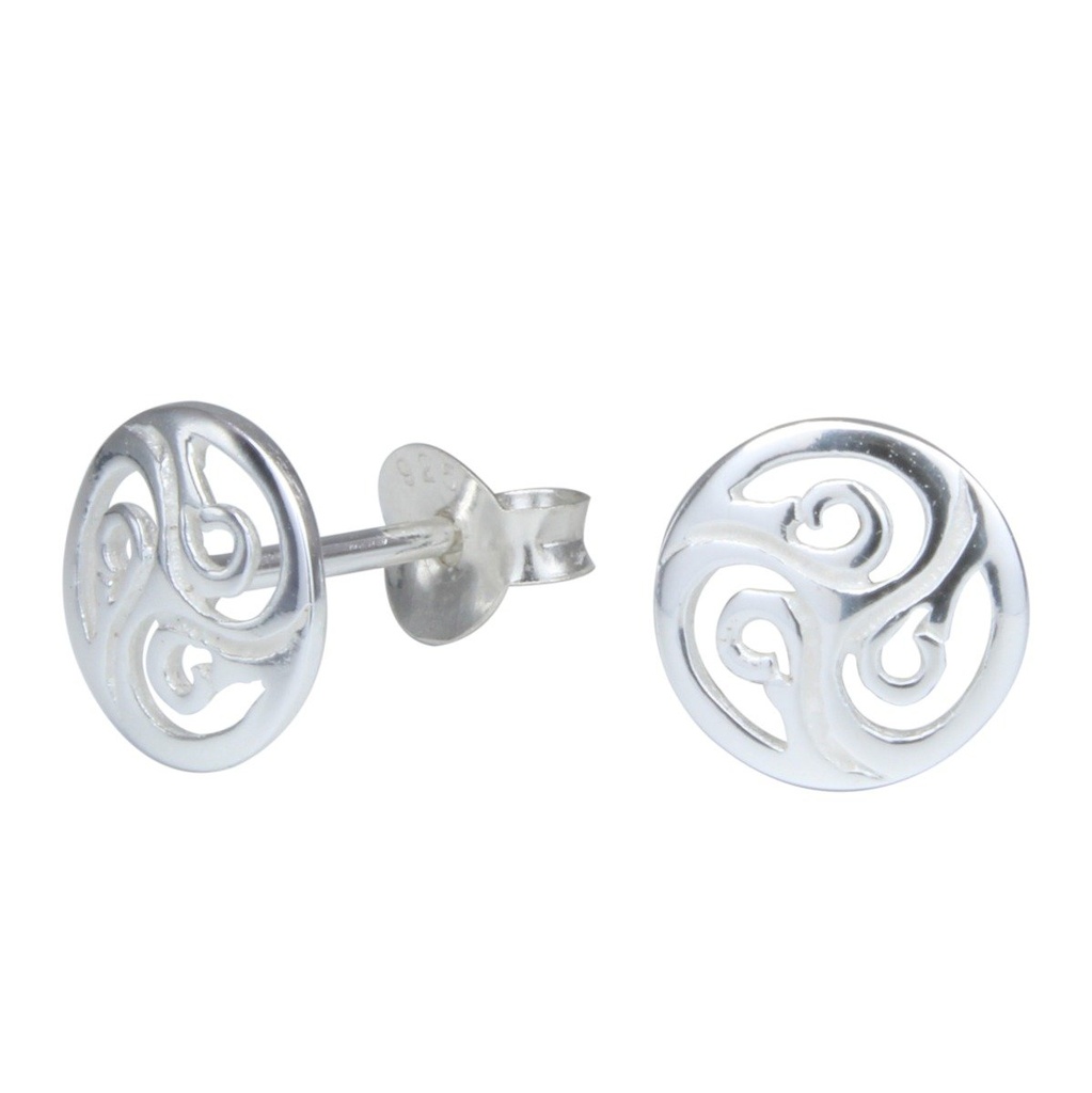 Silver Round Stud Earrings