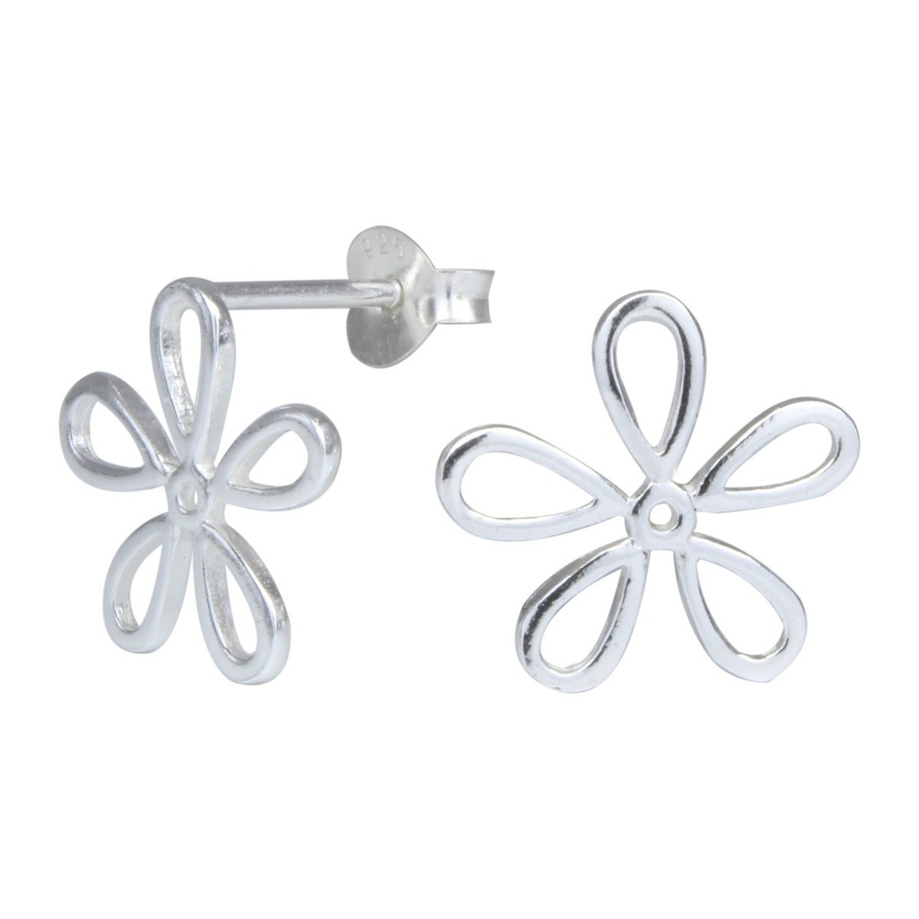 Puces d'oreilles fleur en argent