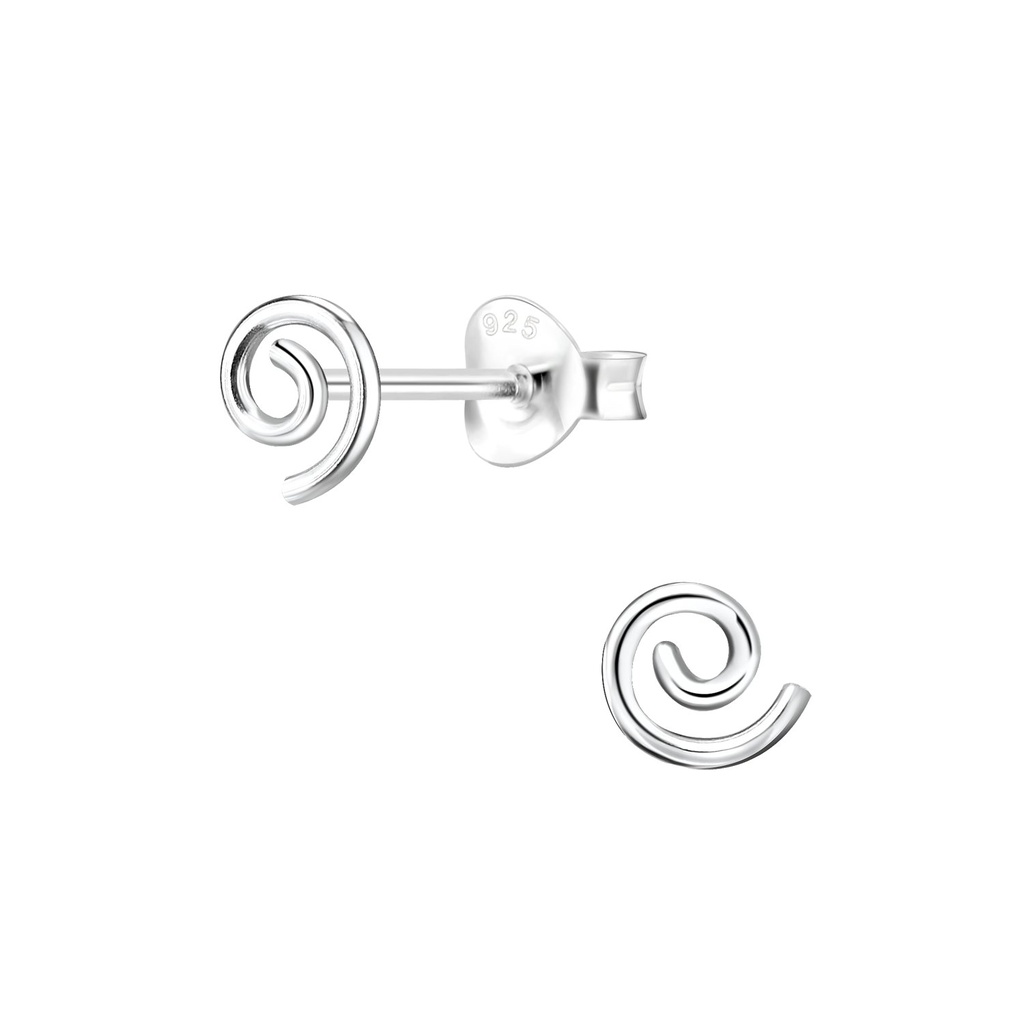 [10000210] Silver Swirl Stud Earrings