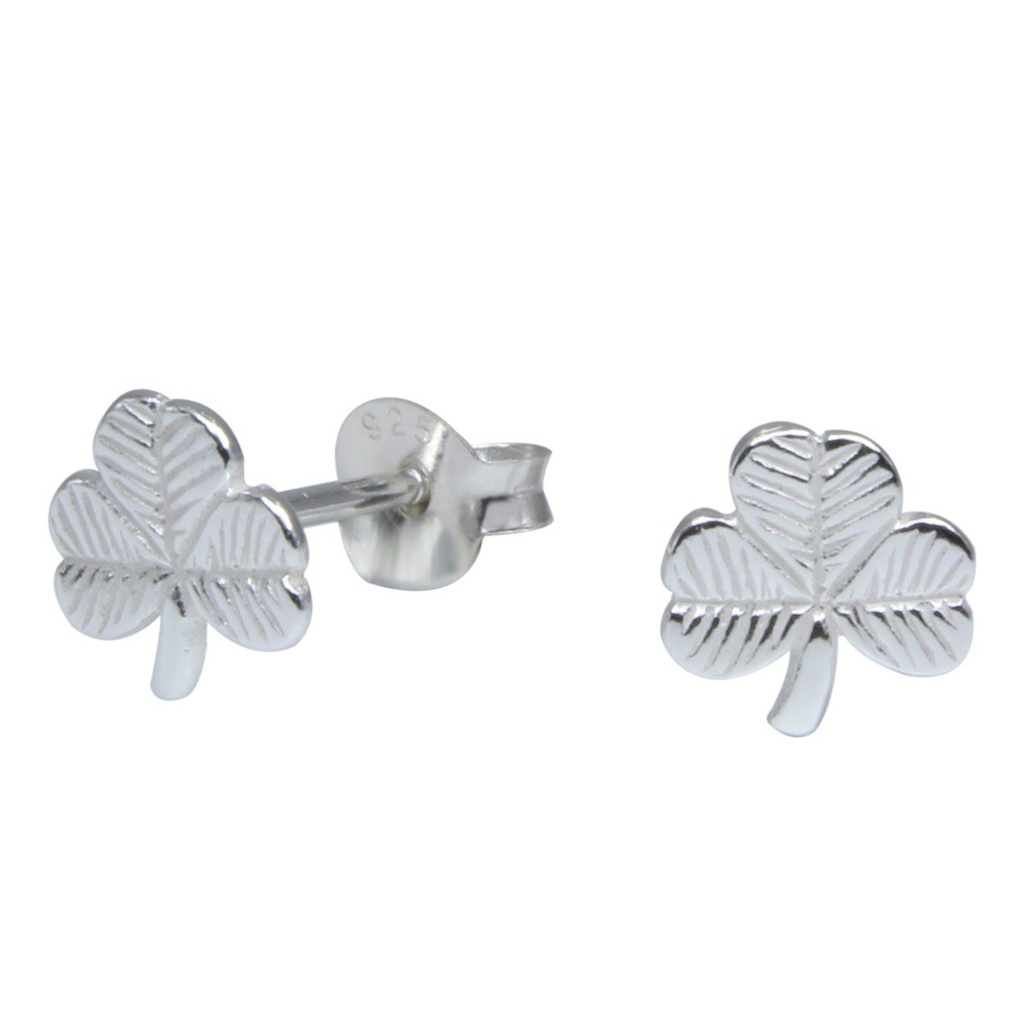 Puces d'oreilles trèfle irlandais en argent