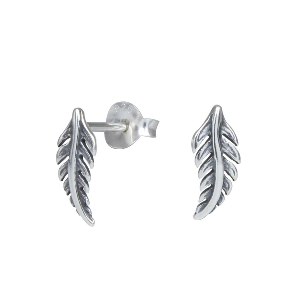 Puces d'oreilles feuille en argent