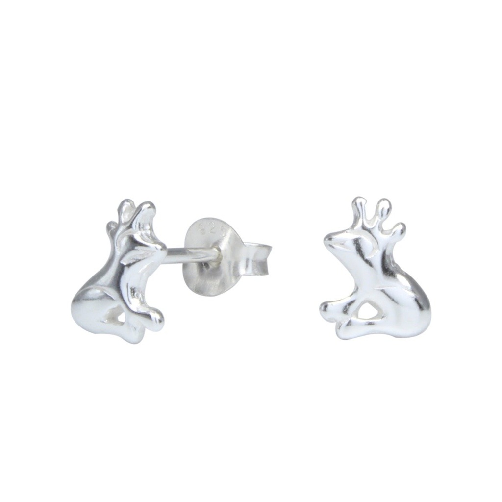 [10000203] Silver Frog Stud Earrings