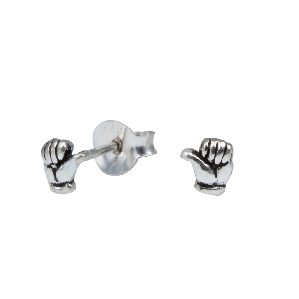 Silver Thumbs Up Stud Earrings