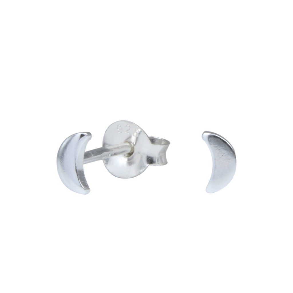 [10000190] Silver Moon Stud Earrings