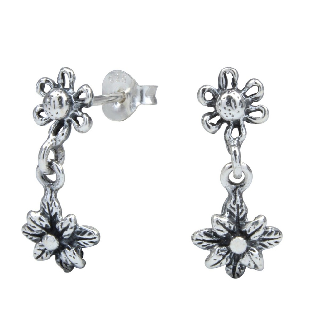 Puces d'oreilles fleur en argent