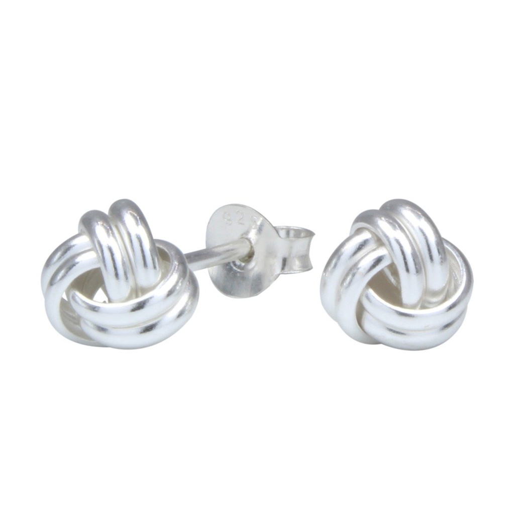 Silver Knot Stud Earrings