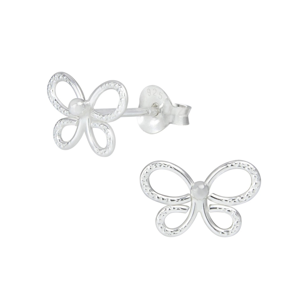 [10000186] Puces d'oreilles papillon en argent